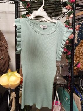Forever 21 Light Mint Ribbed Crew Neck Top